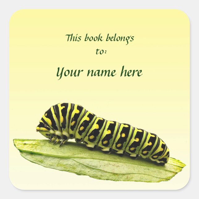 Caterpillar Bookplate Square Sticker (Front)