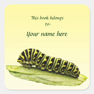 Caterpillar Bookplate Square Sticker