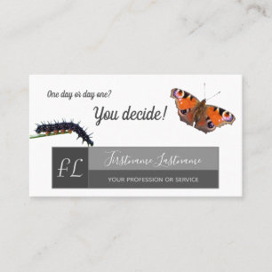 Caterpillar butterfly change motivational monogram business card