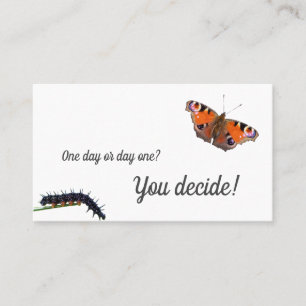 Caterpillar butterfly change motivational monogram business card