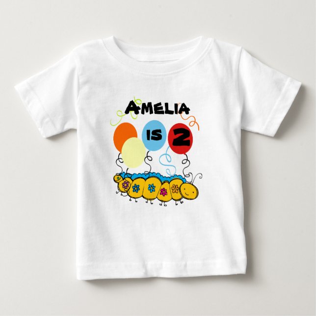 Caterpillar Customisable Birthday T-shirt (Front)