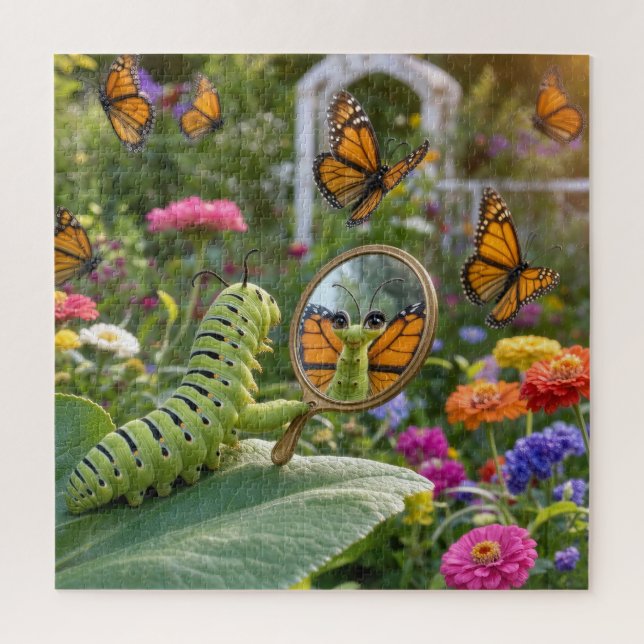 Caterpillar Dreaming of Being a Butterfly Jigsaw Puzzle (Vertical)