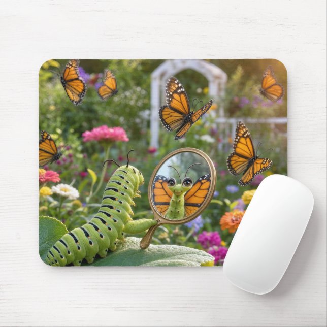 Caterpillar Dreaming of Being a Butterfly Mouse Pad (With Mouse)