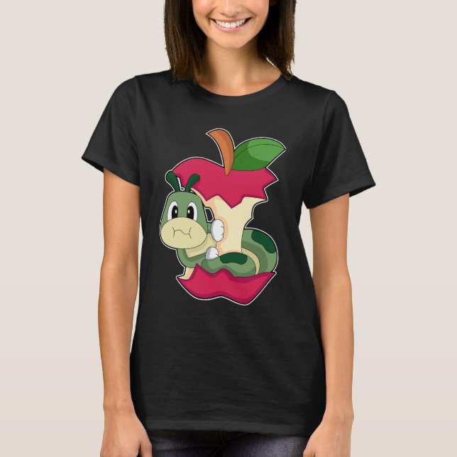 Caterpillar Eating Apple T-Shirt (Front)