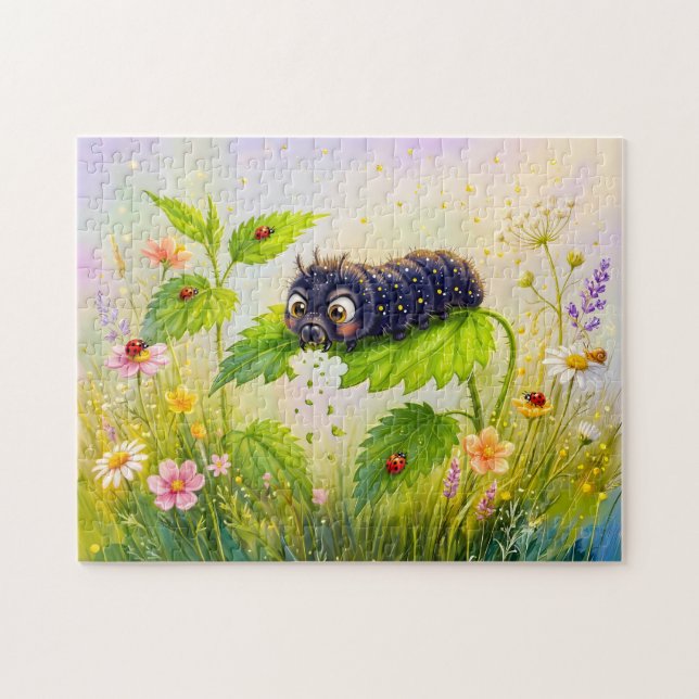 Caterpillar Feeding on Nettle Leaves Jigsaw Puzzle (Horizontal)