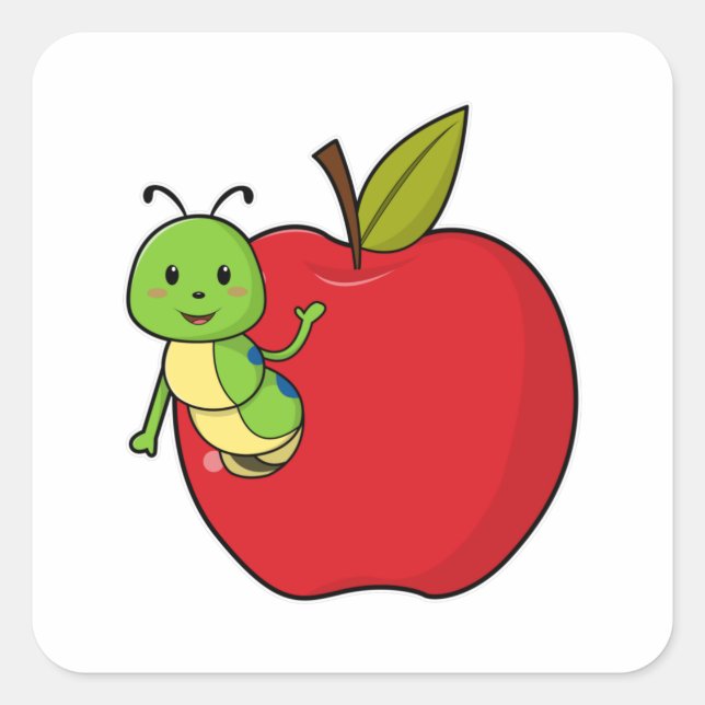 Caterpillar from Apple Square Sticker (Front)