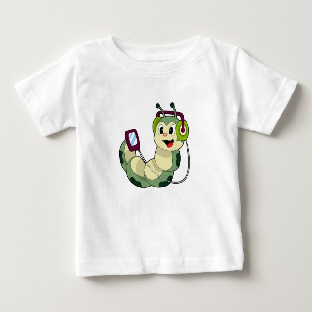 Caterpillar Headphone Music Baby T-Shirt (Front)