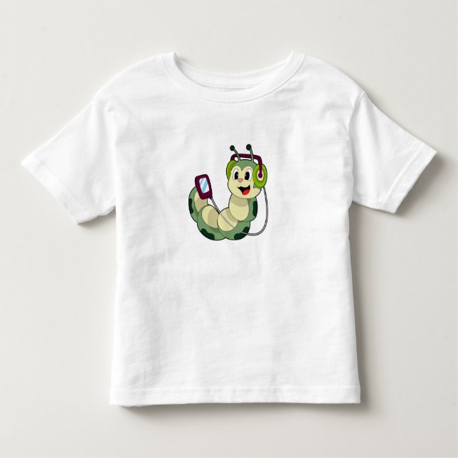 Caterpillar Headphone Music Toddler T-Shirt (Front)