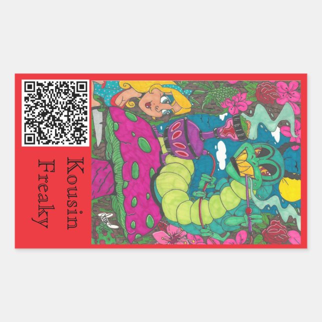 Caterpillar Hookah Rectangular Sticker (Front)