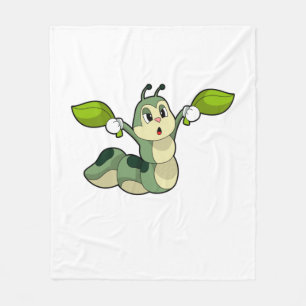 Caterpillar Leaves Fleece Blanket
