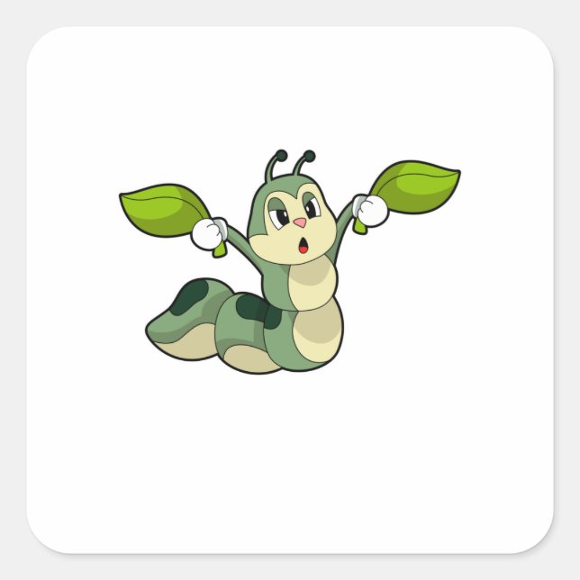 Caterpillar Leaves Square Sticker (Front)