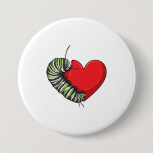 Caterpillar Love Heart 7.5 Cm Round Badge