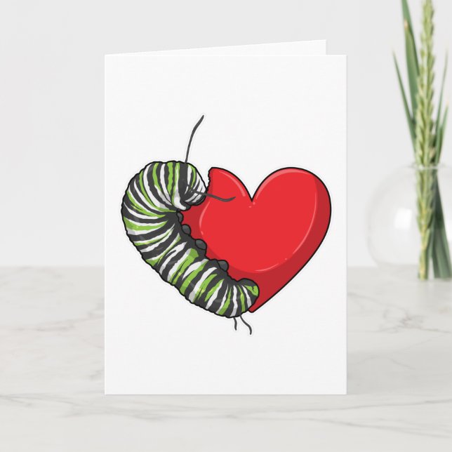 Caterpillar Love Heart Card (Front)