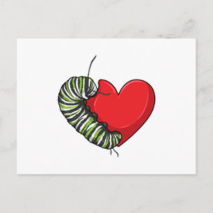 Caterpillar Love Heart Postcard