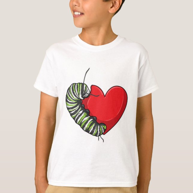 Caterpillar Love Heart T-Shirt (Front)