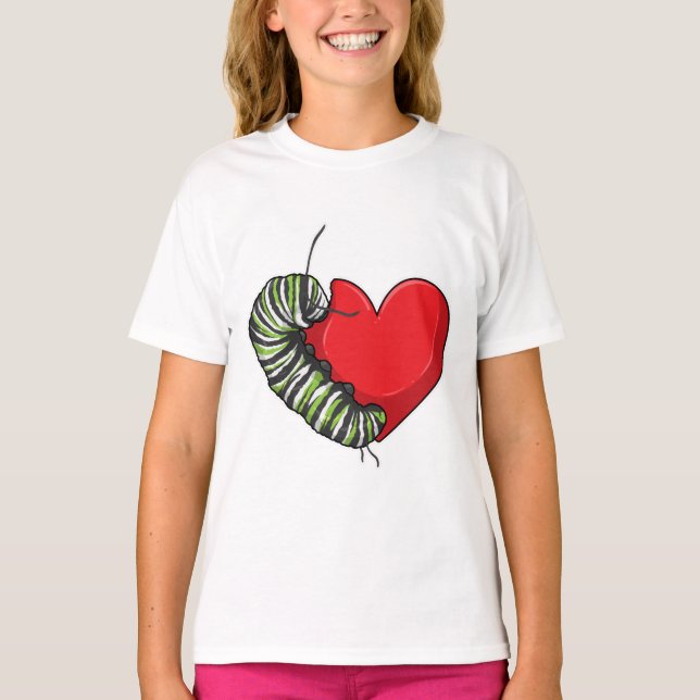 Caterpillar Love Heart T-Shirt (Front)