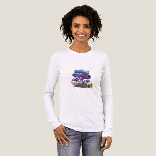 Caterpillar Mushroom White Long Sleeve T-Shirt Tri-Blend Shirt