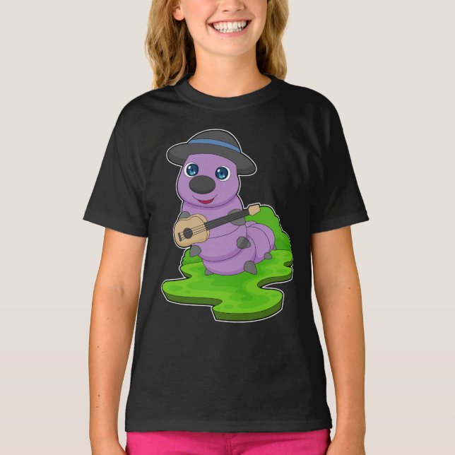 Caterpillar Musician Guitar Music T-Shirt (Front)