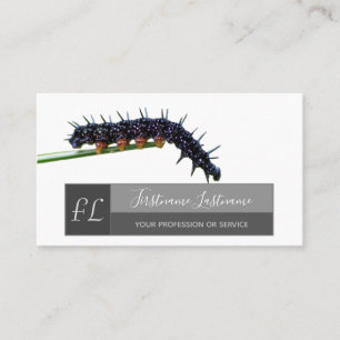 Caterpillar nature lover grey rectangle monogram b business card
