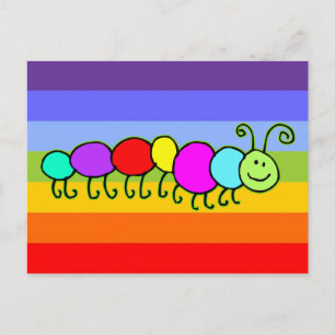 Caterpillar Netty stripes chakren colour Postcard