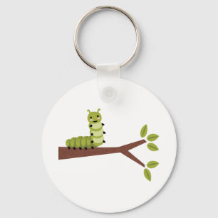 Caterpillar on Twig Key Ring