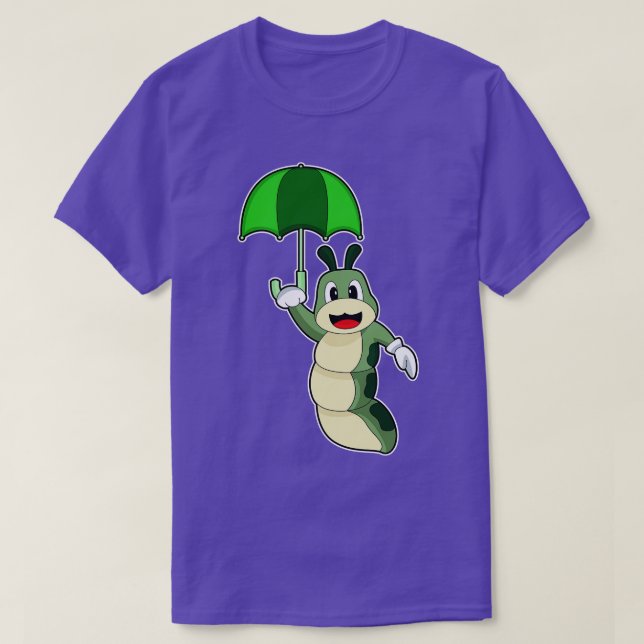 Caterpillar Raining Umbrella T-Shirt (Design Front)