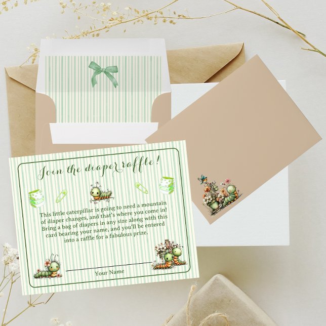 Caterpillar Shower Diaper Raffle/ Book Request Card (Creator Uploaded)
