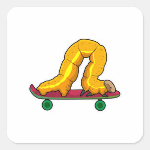 Caterpillar Skater Skateboard Square Sticker