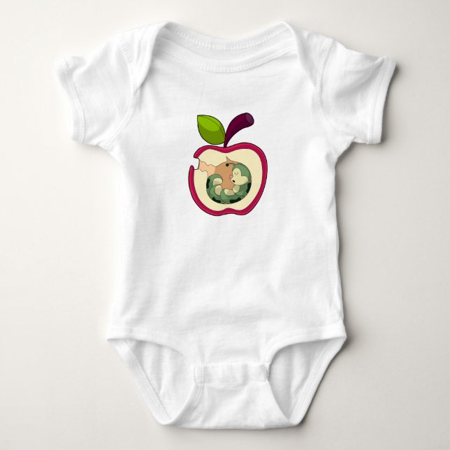 Caterpillar Sleeping Apple Baby Bodysuit (Front)