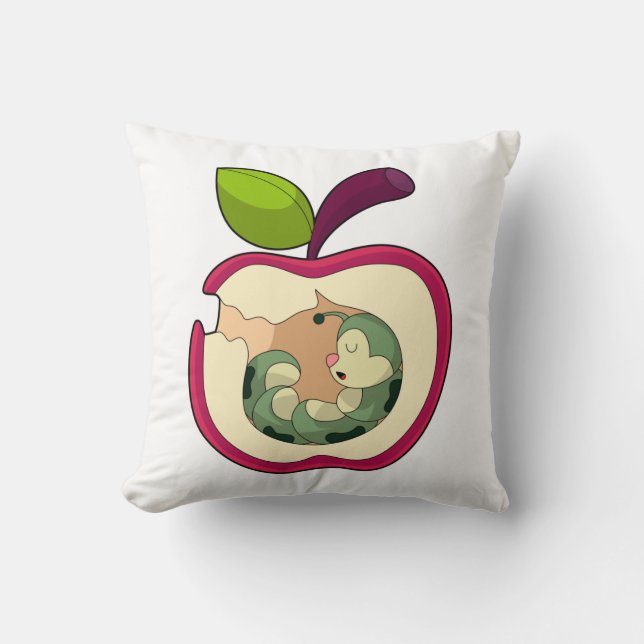 Caterpillar Sleeping Apple Cushion (Front)
