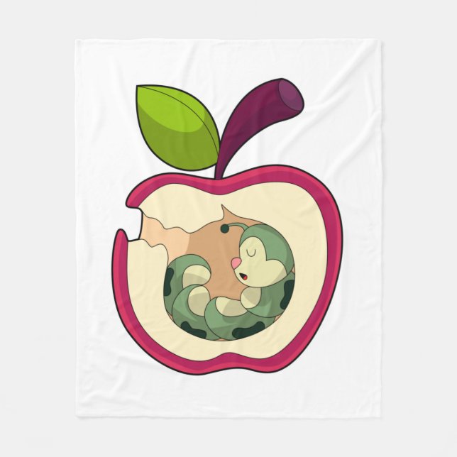 Caterpillar Sleeping Apple Fleece Blanket (Front)