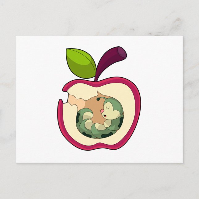 Caterpillar Sleeping Apple Postcard (Front)