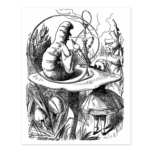 Caterpillar Smoking Hookah Alice in Wonderland Rubber Stamp (Imprint)
