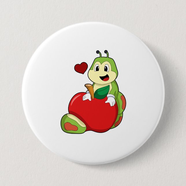 Caterpillar with Apple 7.5 Cm Round Badge (Front)