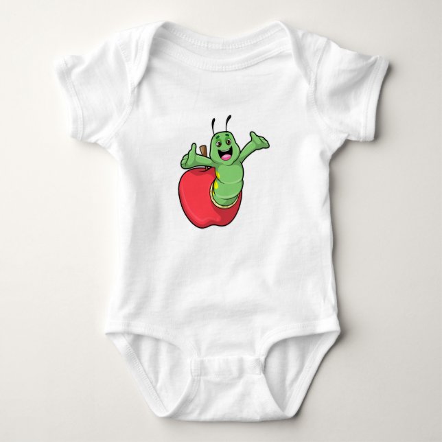 Caterpillar with Apple Baby Bodysuit (Front)
