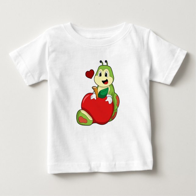 Caterpillar with Apple Baby T-Shirt (Front)