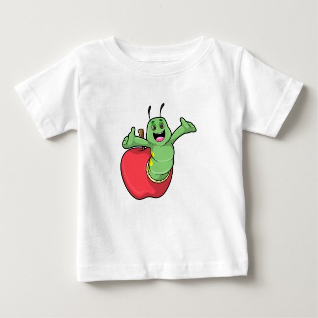 Caterpillar with Apple Baby T-Shirt (Front)