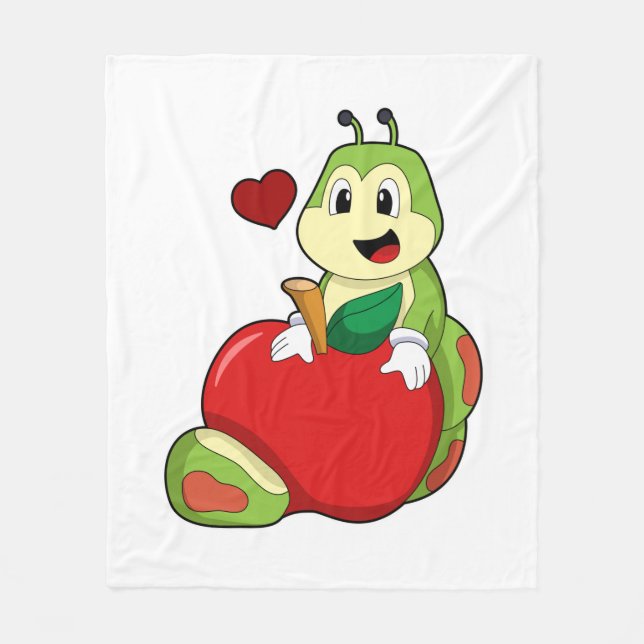 Caterpillar with Apple Fleece Blanket (Front)