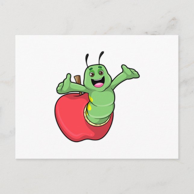 Caterpillar with Apple Postcard (Front)