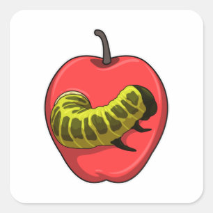 Caterpillar with Apple Square Sticker