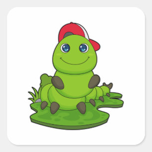 Caterpillar with Cap Square Sticker