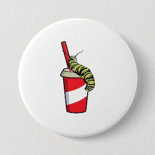 Caterpillar with Drink 7.5 Cm Round Badge