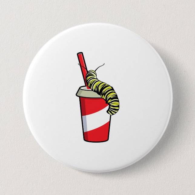 Caterpillar with Drink 7.5 Cm Round Badge (Front)