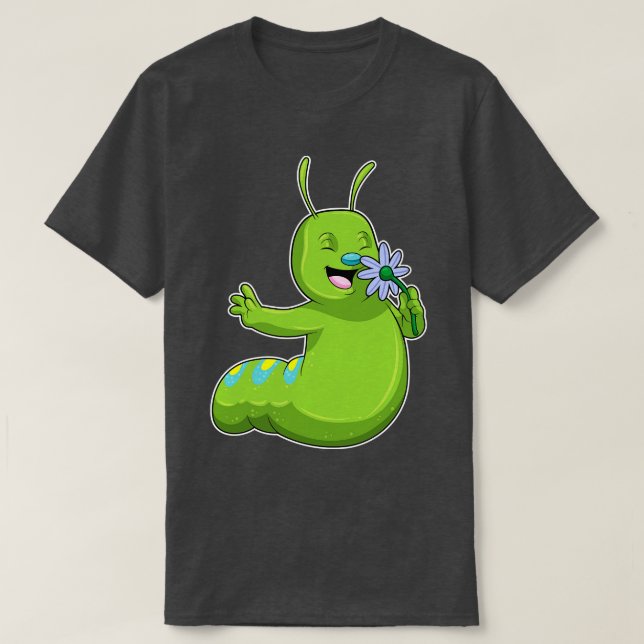 Caterpillar with Flower Daisy T-Shirt (Design Front)