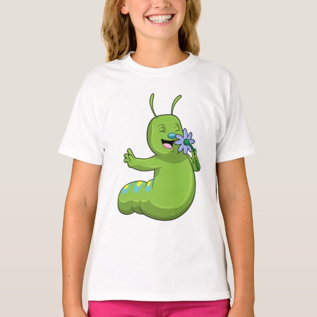 Caterpillar with Flower Daisy T-Shirt (Front)