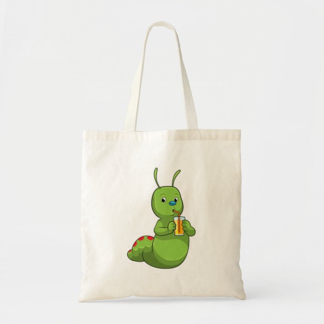 Caterpillar with Glass of Orange juice Tote Bag (Front)