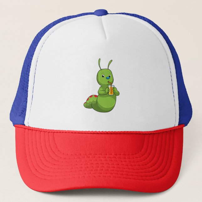 Caterpillar with Glass of Orange juice Trucker Hat (Front)
