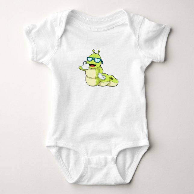 Caterpillar with Glasses Baby Bodysuit (Front)