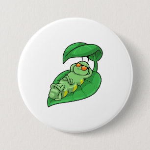 Caterpillar with Leaf 7.5 Cm Round Badge