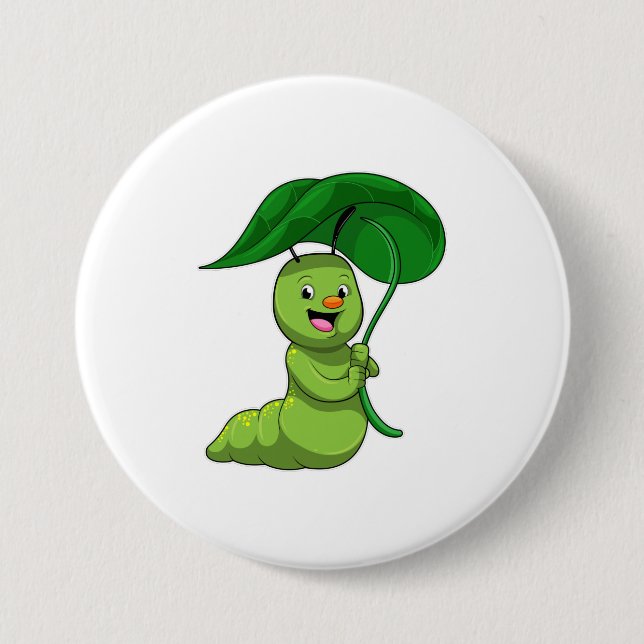 Caterpillar with Leaf as Parasol 7.5 Cm Round Badge (Front)